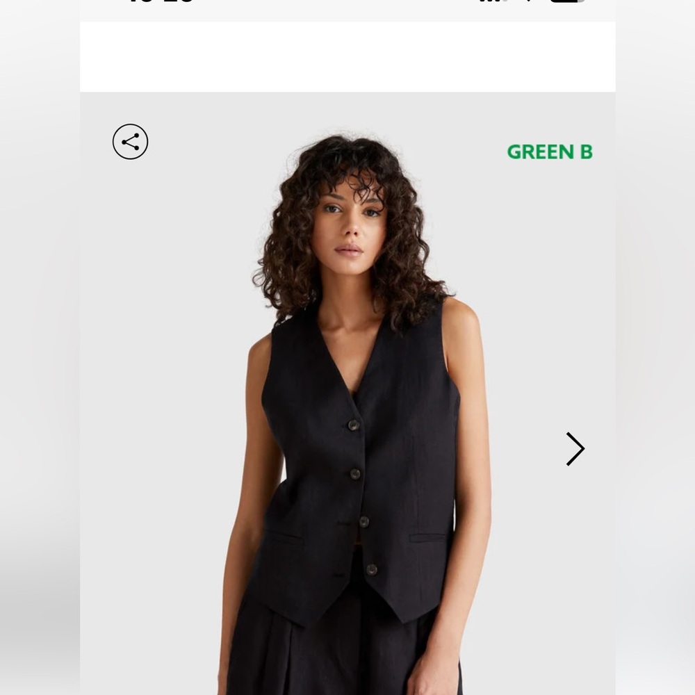 United Colors of Benetton Classic Black Linen Vest